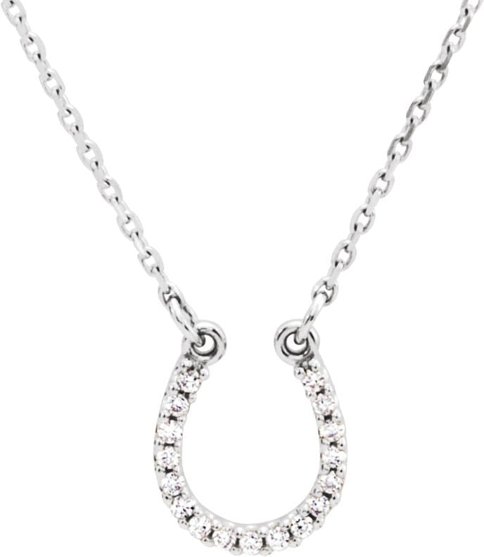 14K Rose .07 CTW Natural Diamond Horseshoe 16 Necklace