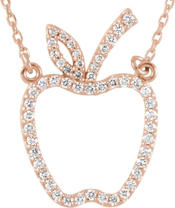 14K Rose 1/5 CTW Natural Diamond Apple 16 Necklace