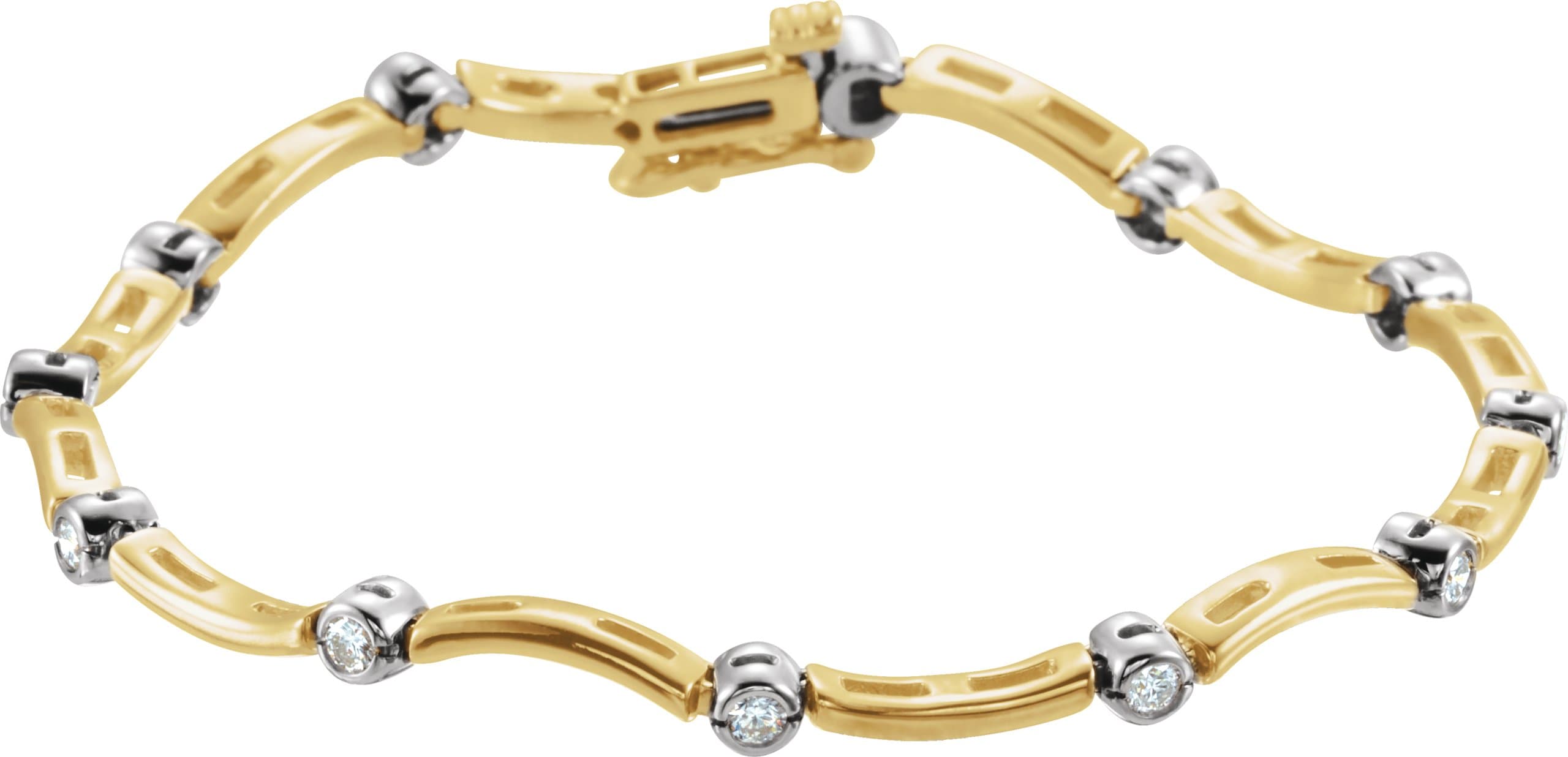 14K Yellow/White 1/2 CTW Natural Diamond Line 7" Bracelet