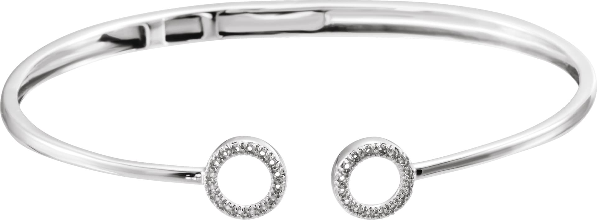 14K Rose 1/6 CTW Natural Diamond Circle Hinged Cuff 7 Bracelet