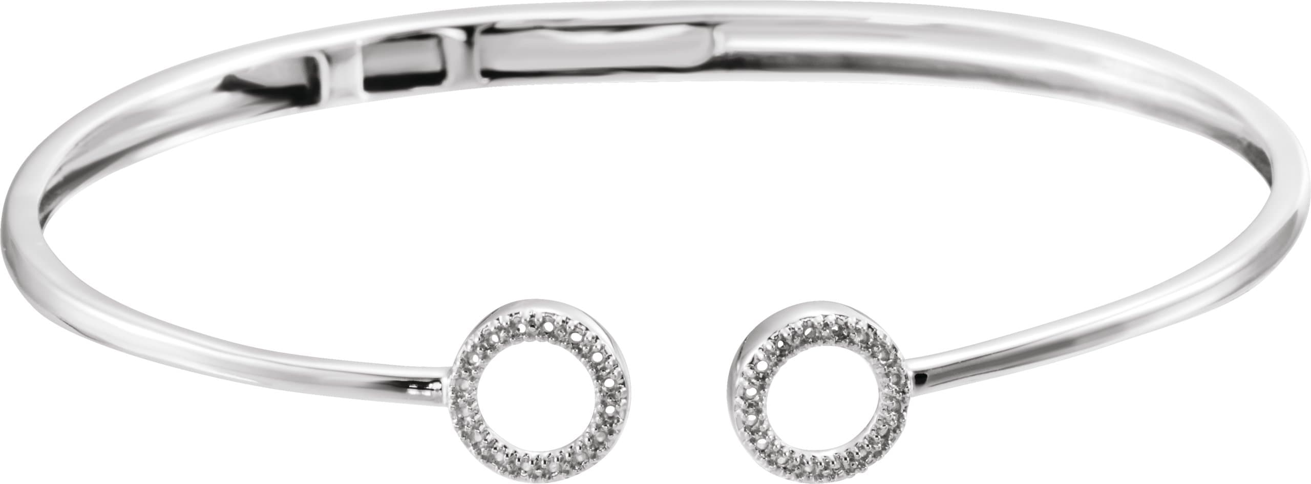 14K Rose 1/6 CTW Natural Diamond Circle Hinged Cuff 7 Bracelet