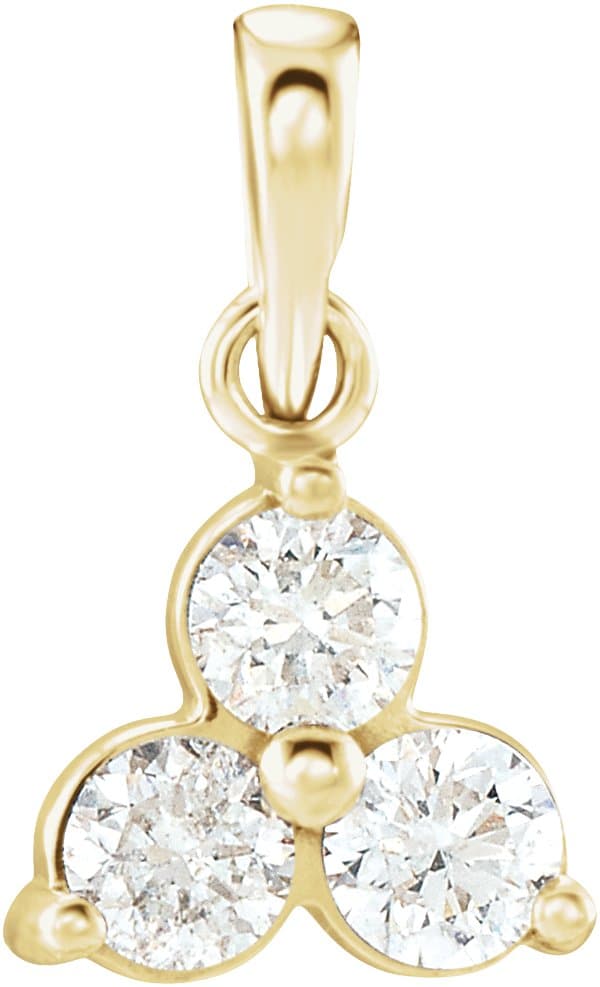 14K White Gold 5/8 CTW Natural Diamond Three-Stone Pendant