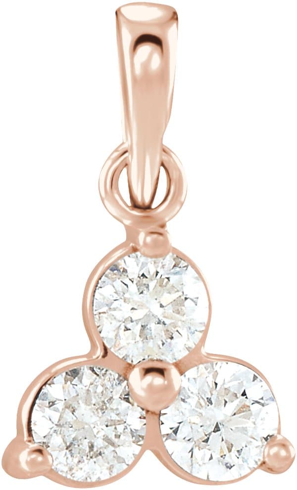 14K White Gold 5/8 CTW Natural Diamond Three-Stone Pendant