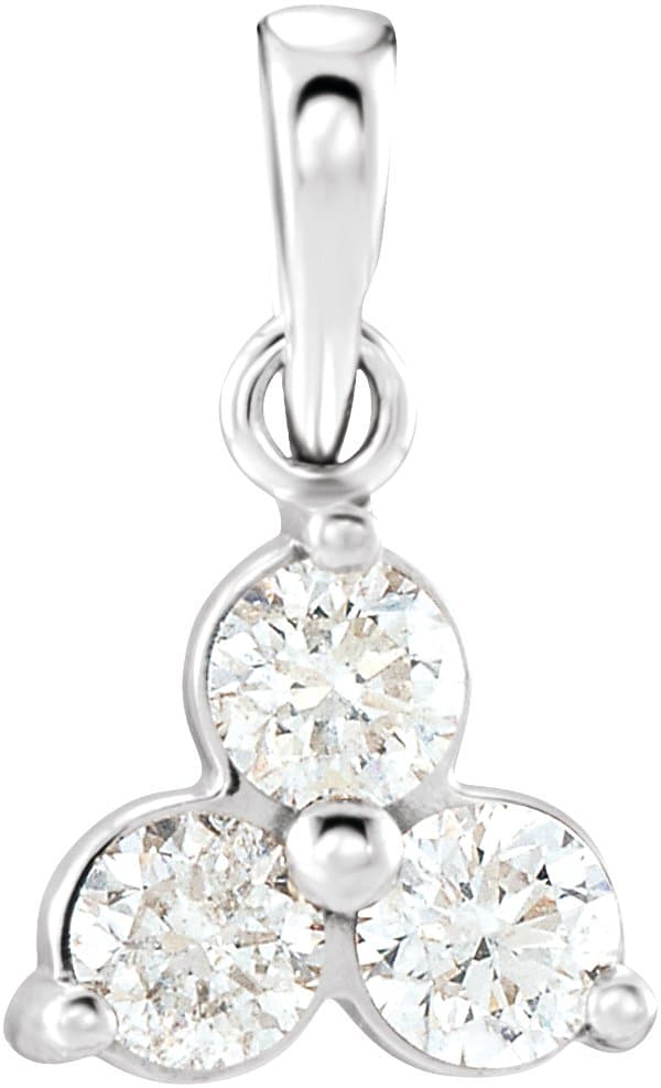 14K White Gold 5/8 CTW Natural Diamond Three-Stone Pendant