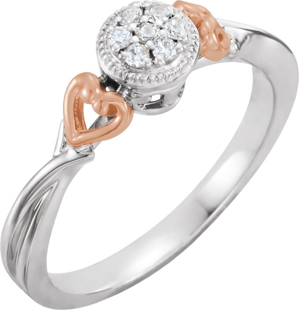 10K White/Rose 1/10 CTW Natural Diamond Promise Ring