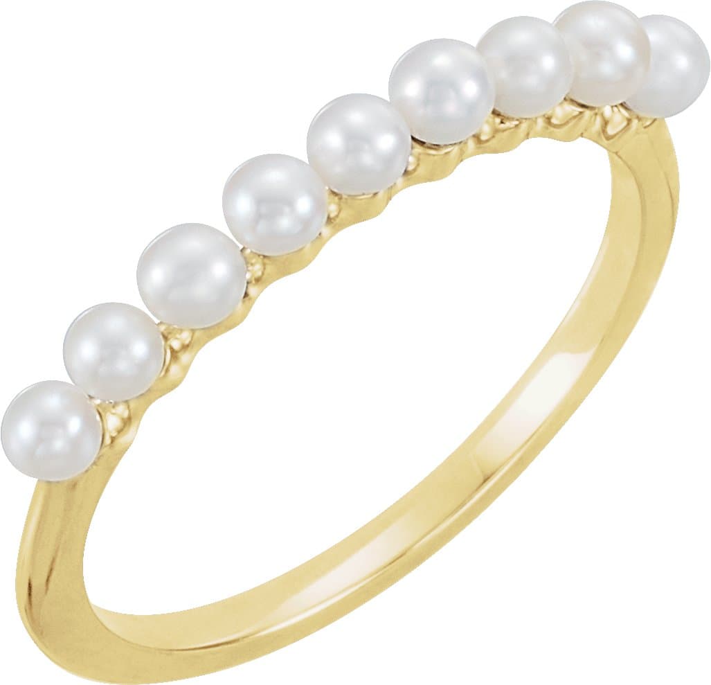 14K Rose Freshwater Cultured Pearl Stackable Ring