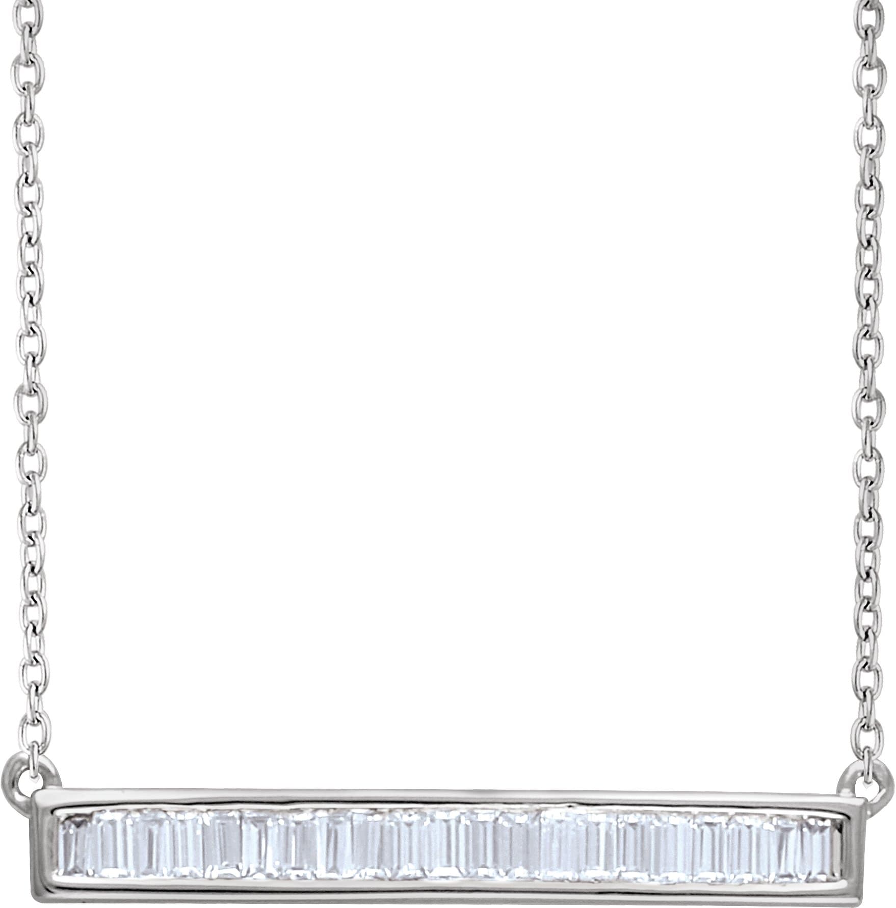 14K Rose 1/2 CTW Natural Diamond Baguette Bar 18 Necklace