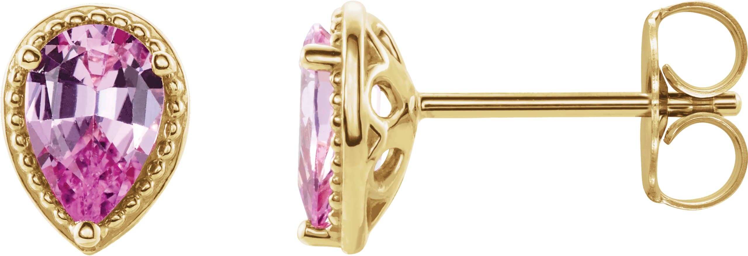 14K Rose Natural Pink Sapphire Earrings
