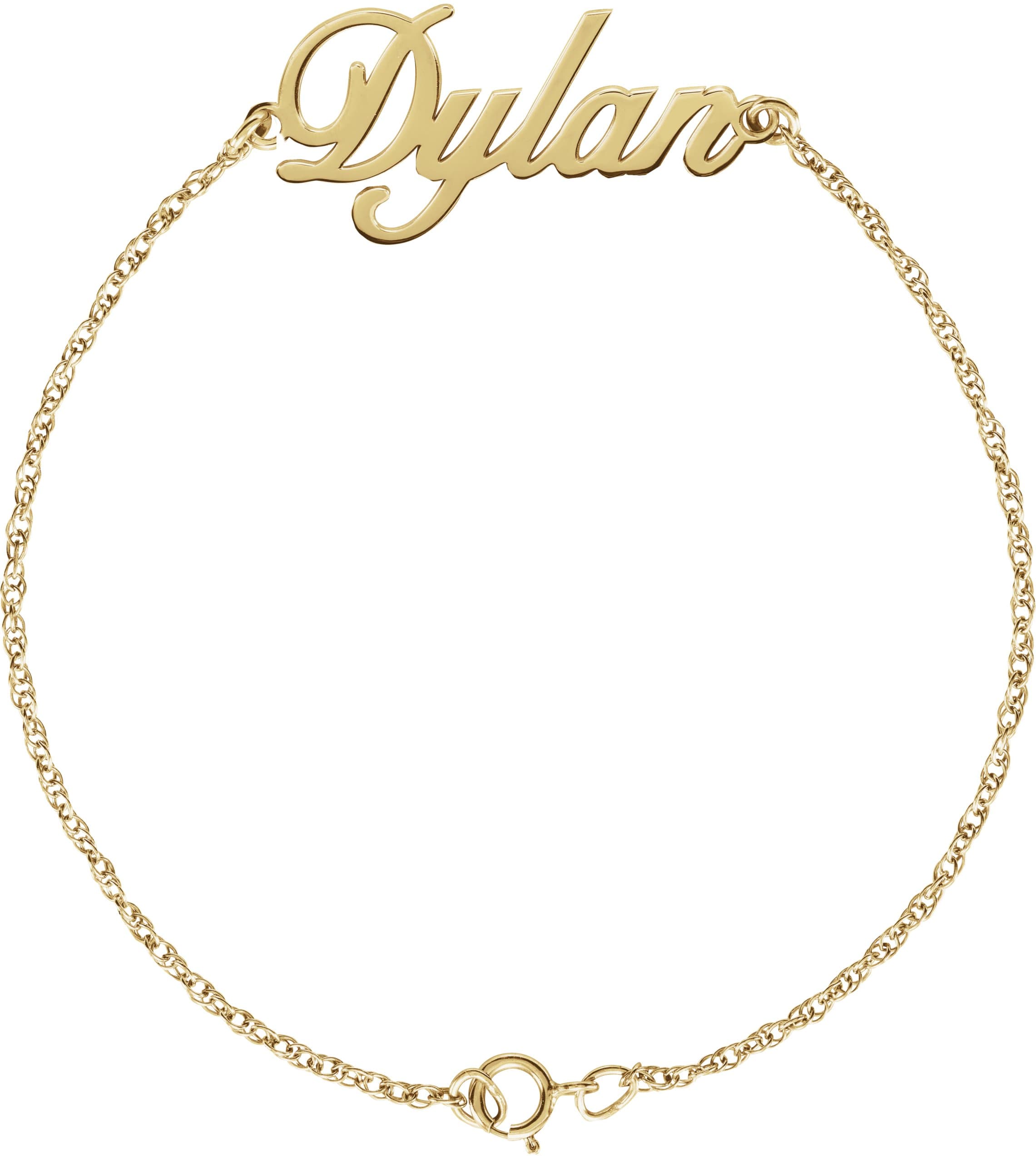 10K White Gold Script Nameplate 7" Bracelet  