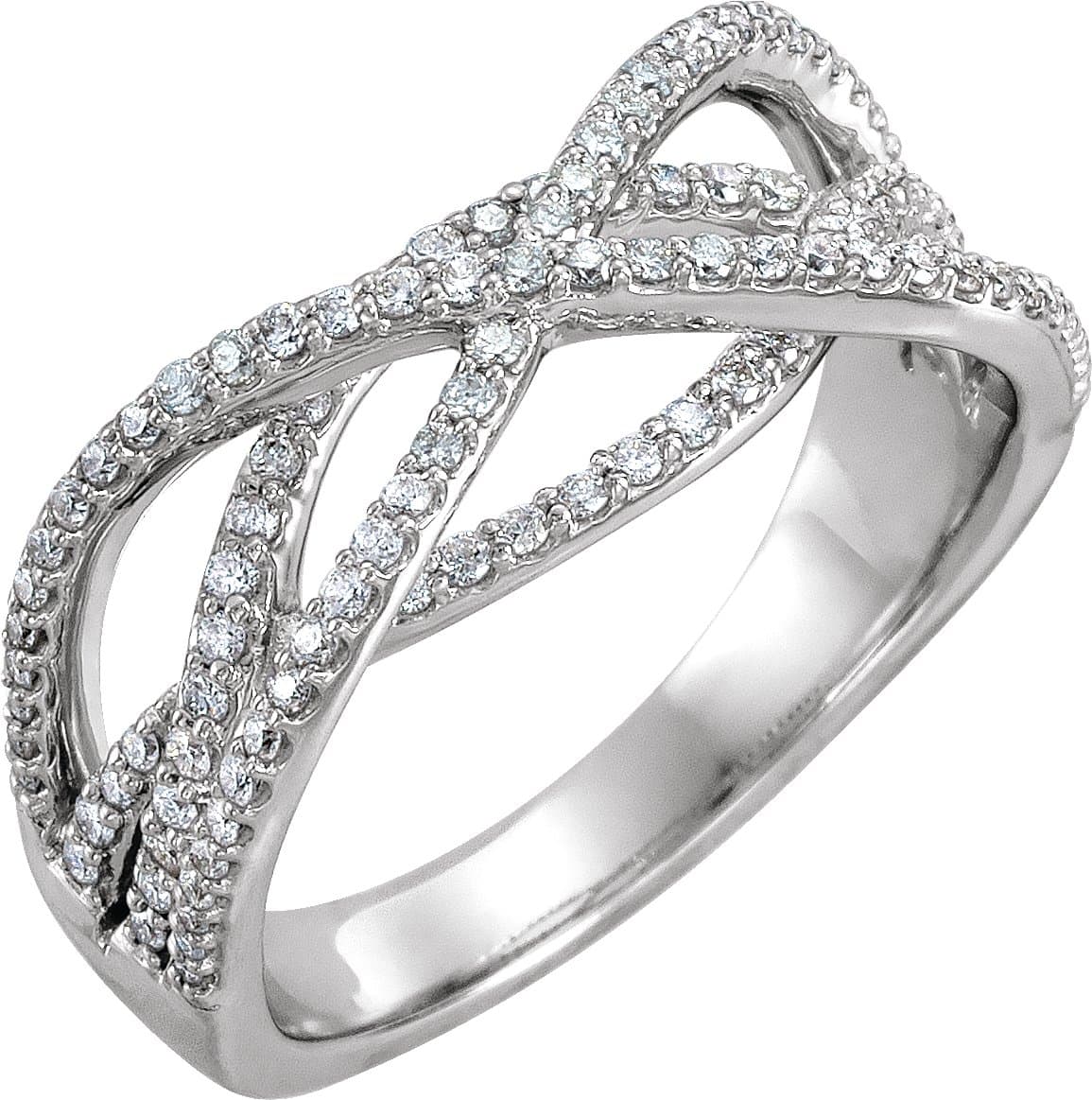 14K White 1/2 CTW Natural Diamond Criss-Cross Ring