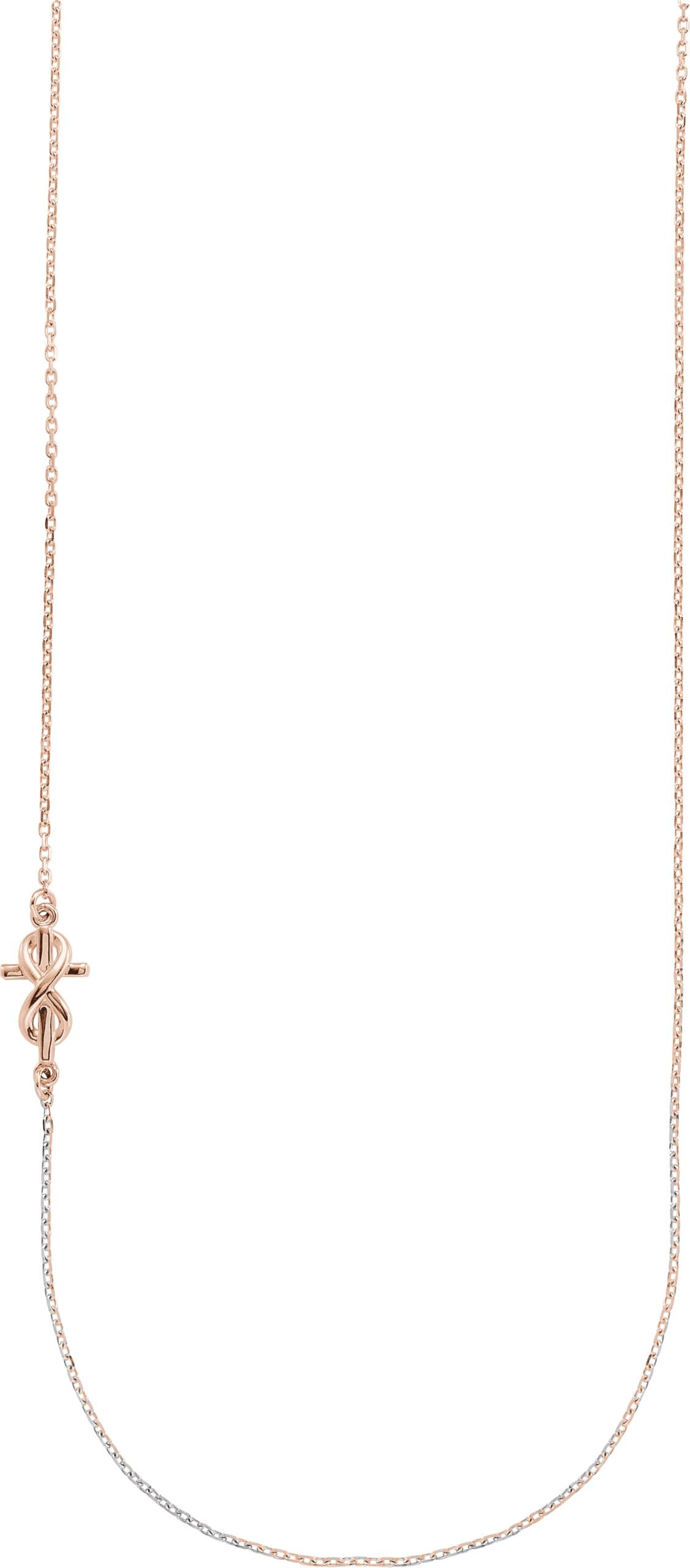 14K Rose Infinity-Inspired Off-Center Sideways Cross 16 Necklace