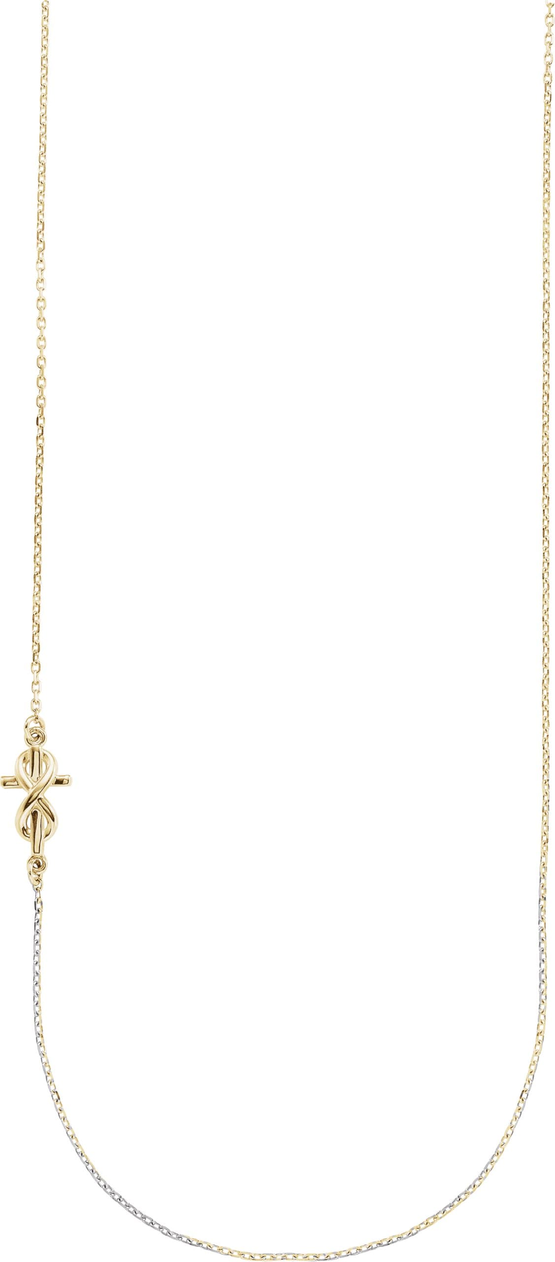 14K Rose Infinity-Inspired Off-Center Sideways Cross 16 Necklace