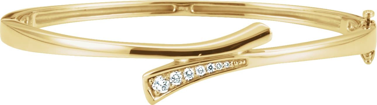 14K White 1/4 CTW Natural Diamond 6 1/2" Bangle Bracelet