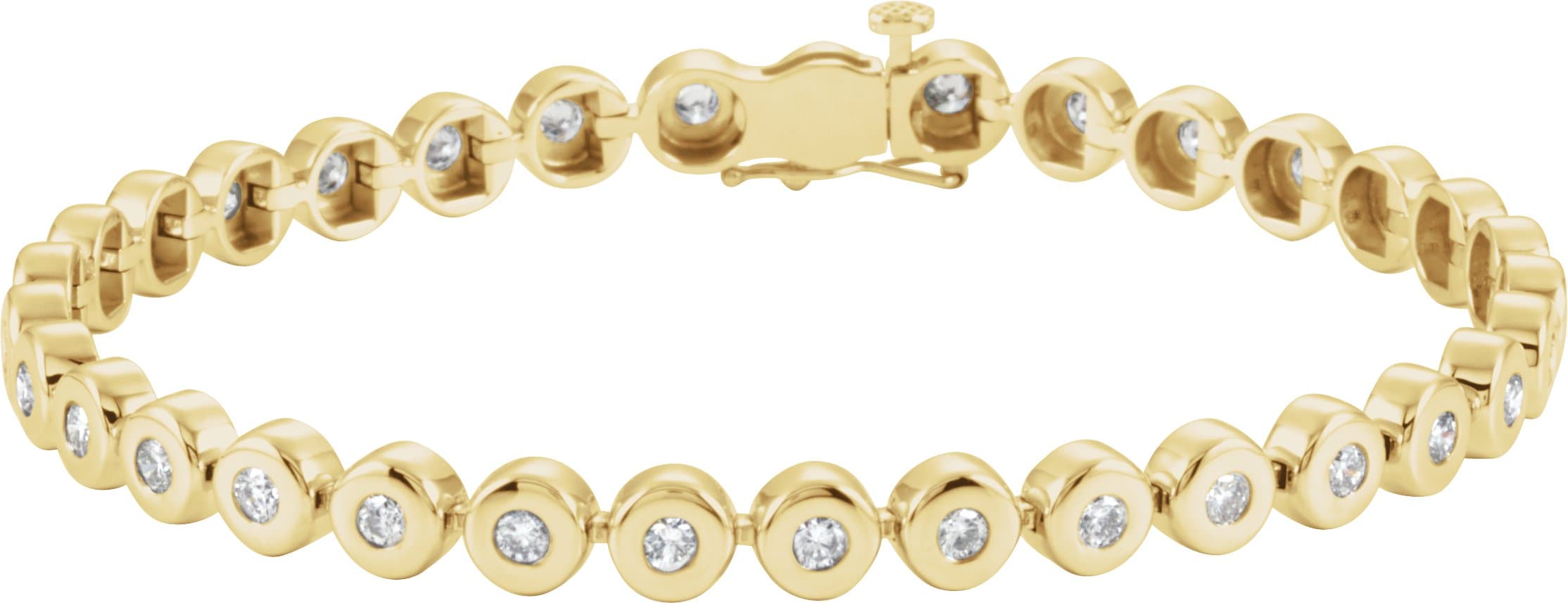14K White 2 CTW Natural Diamond Bezel-Set Line 7" Bracelet