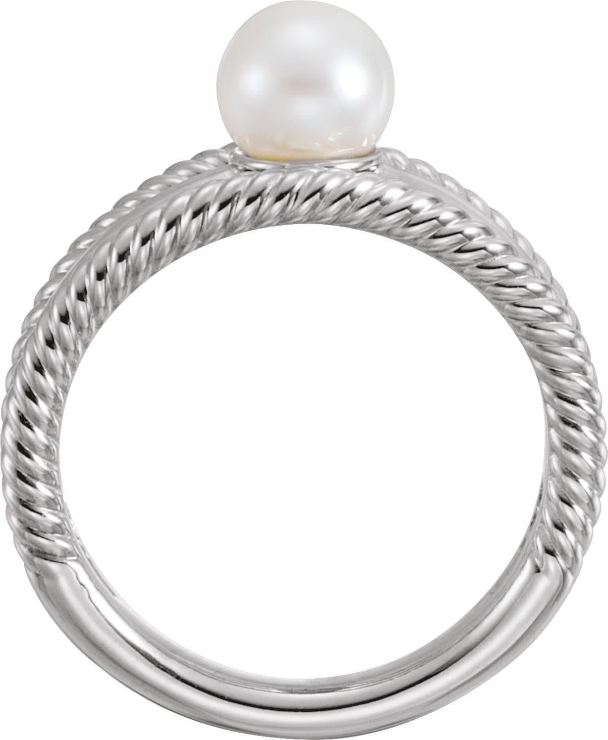 Pearl Negative Space Rope Ring view 2