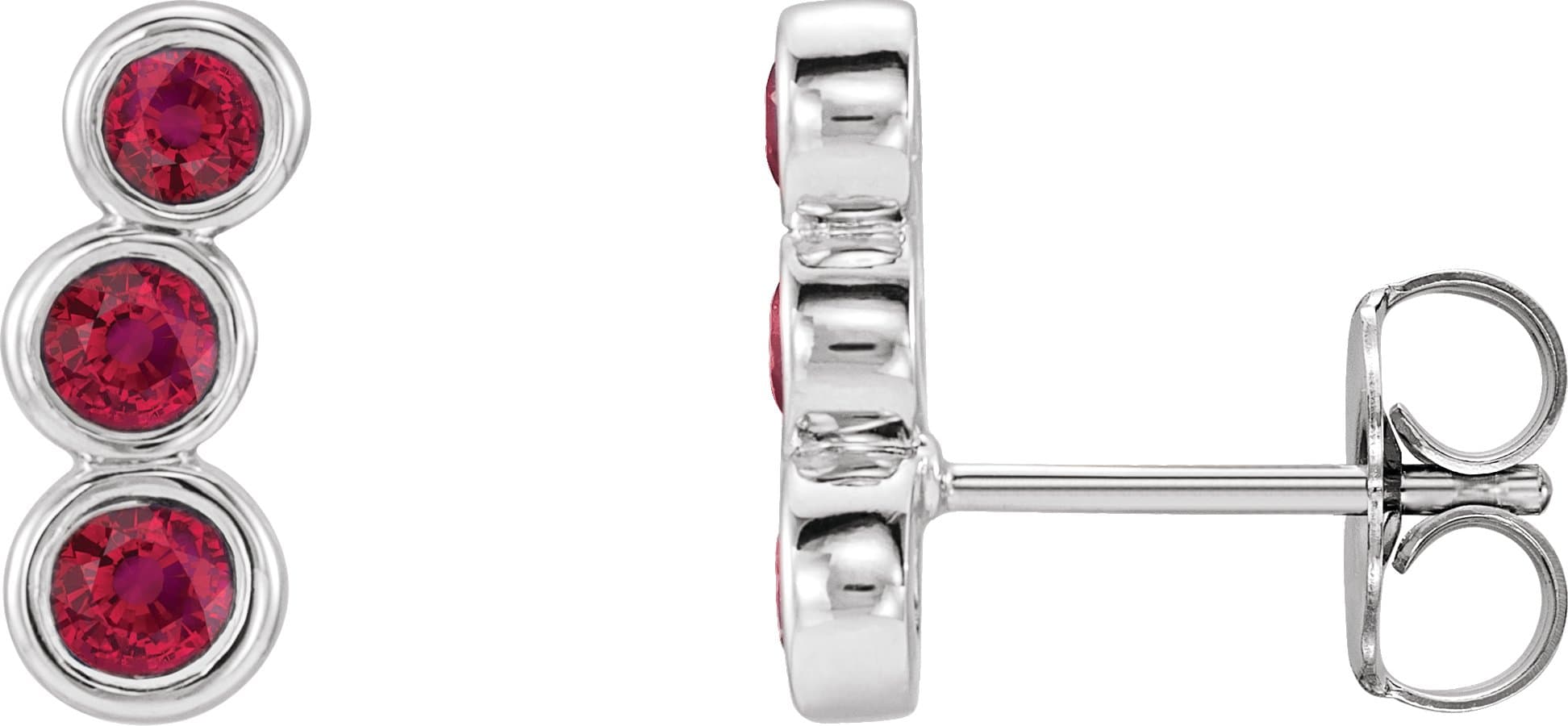 14K White Natural Ruby Ear Climbers