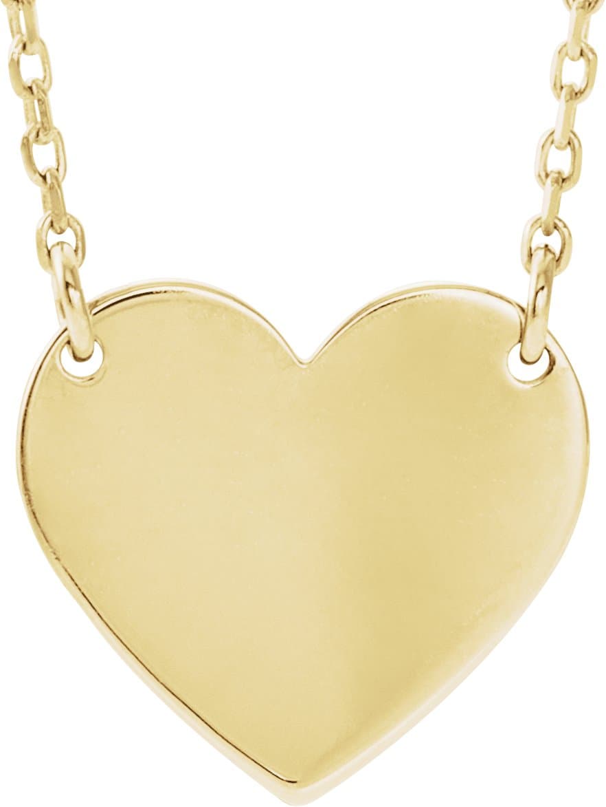 14K Rose Engravable Heart 16-18 Necklace
