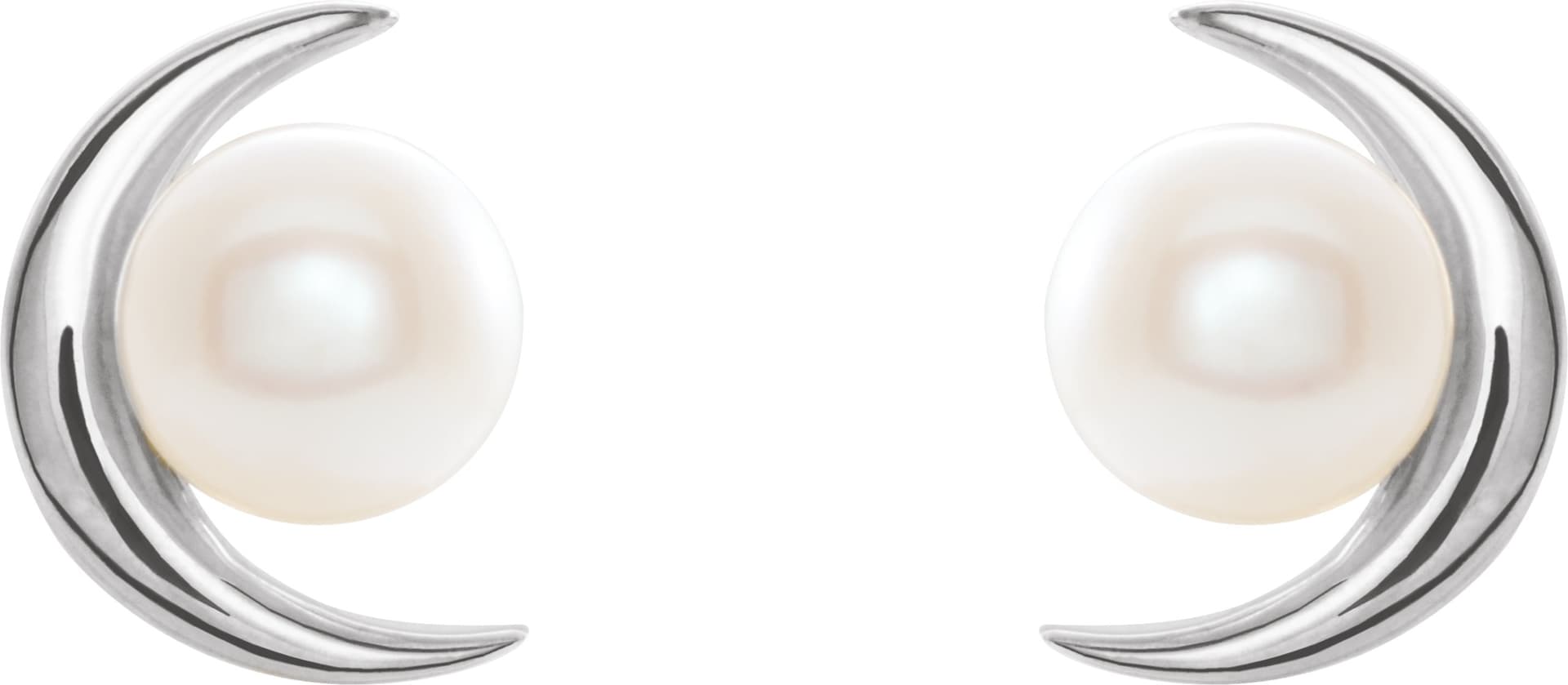 Pearl Crescent Moon Earrings view 2
