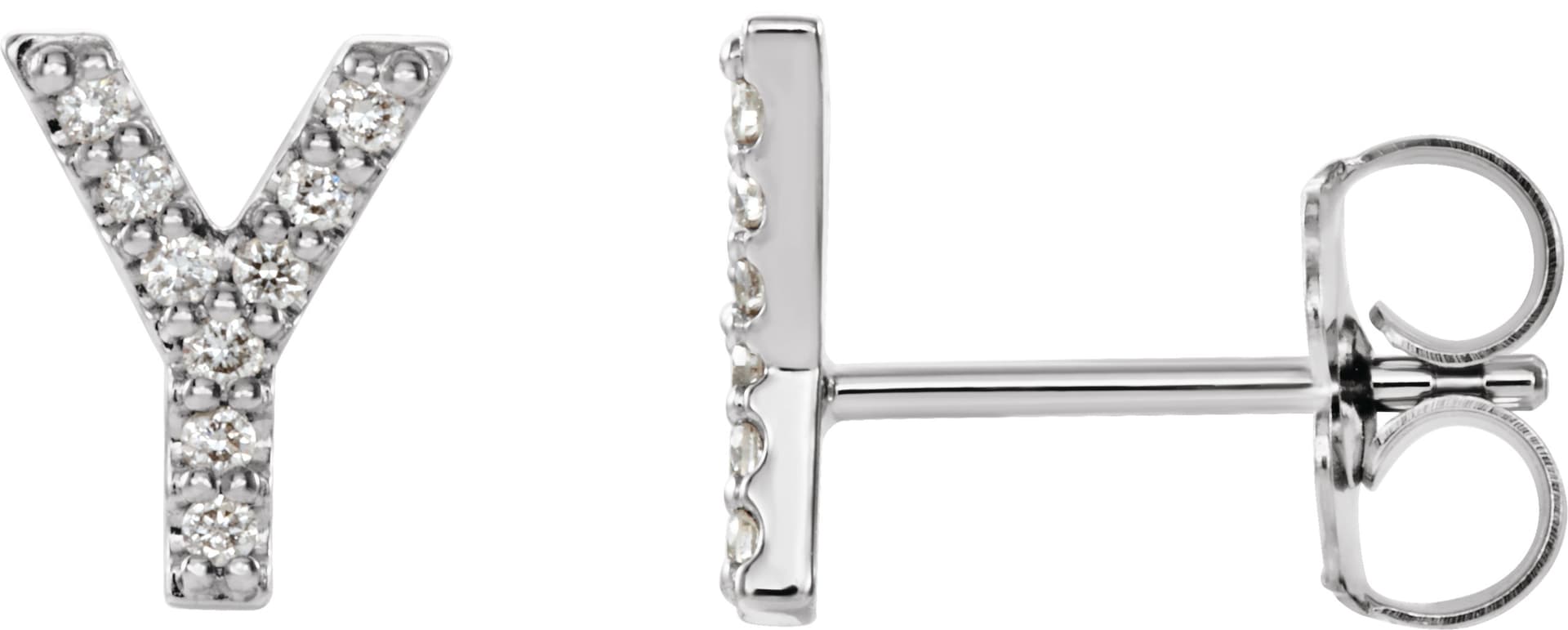 14K Rose .04 CTW Natural Diamond Initial L Earring