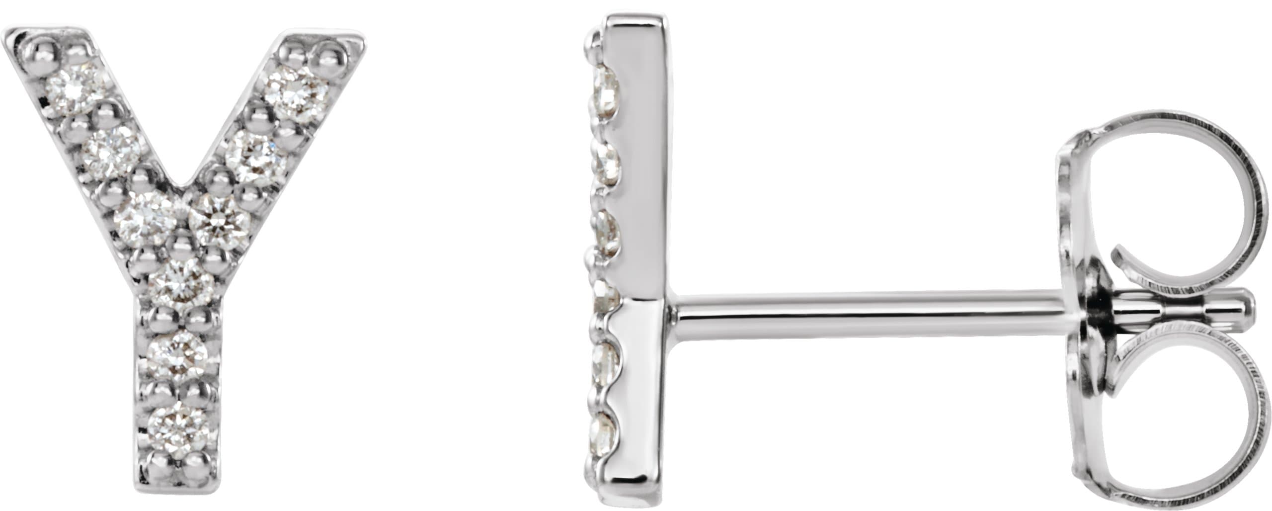 14K Rose .04 CTW Natural Diamond Initial L Earring