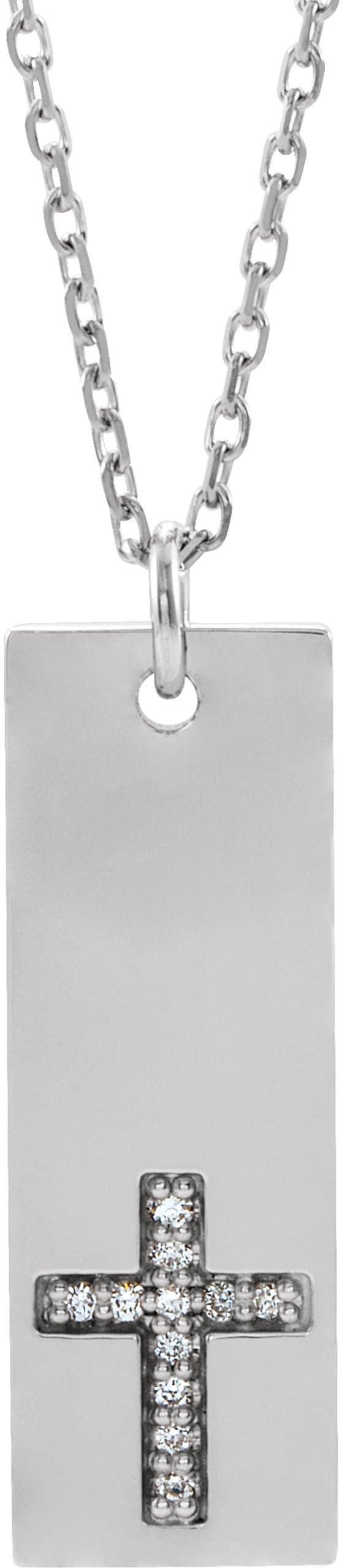 14K Rose .03 CTW Natural Diamond Bar Cross 18 Necklace