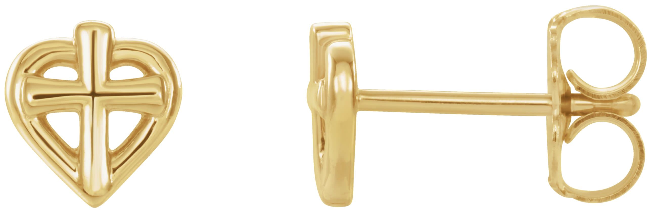 14K Rose Cross with Heart Youth Earrings