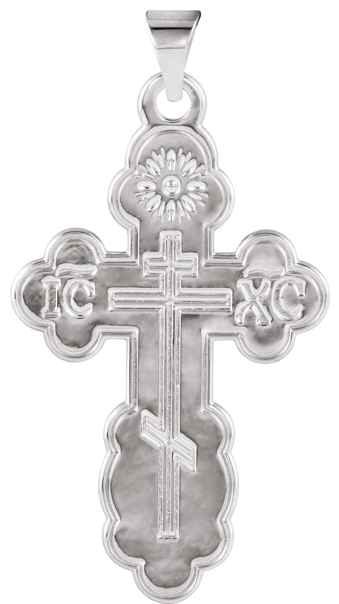 14K White St. Olga Orthodox Cross Pendant