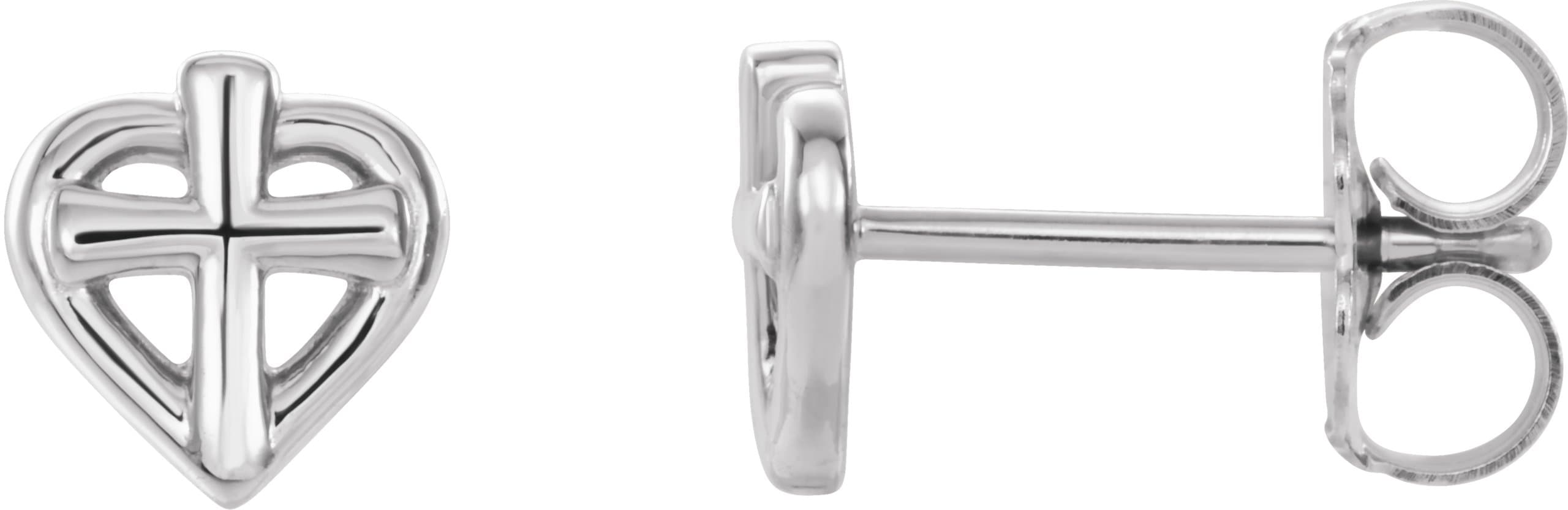 14K Rose Cross with Heart Youth Earrings