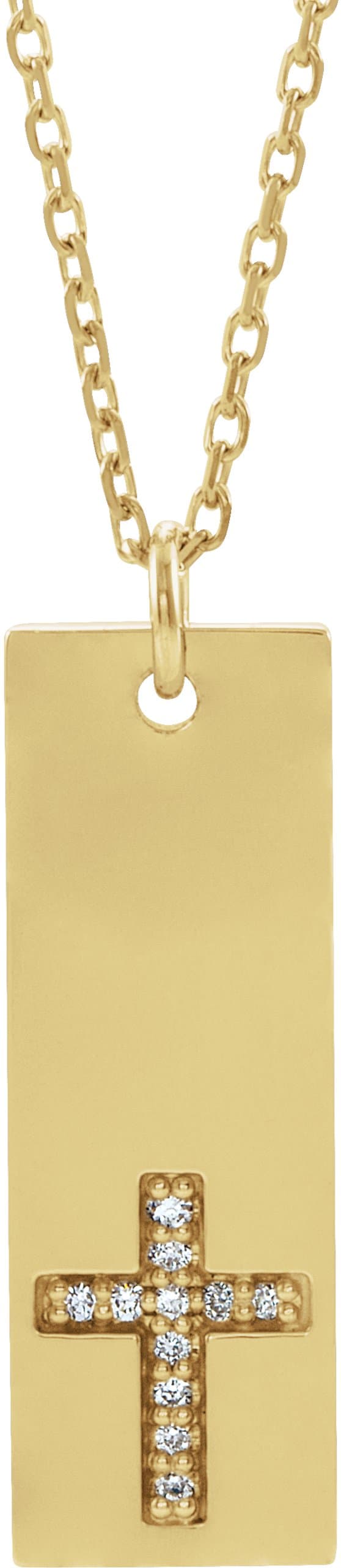 14K Rose .03 CTW Natural Diamond Bar Cross 18 Necklace