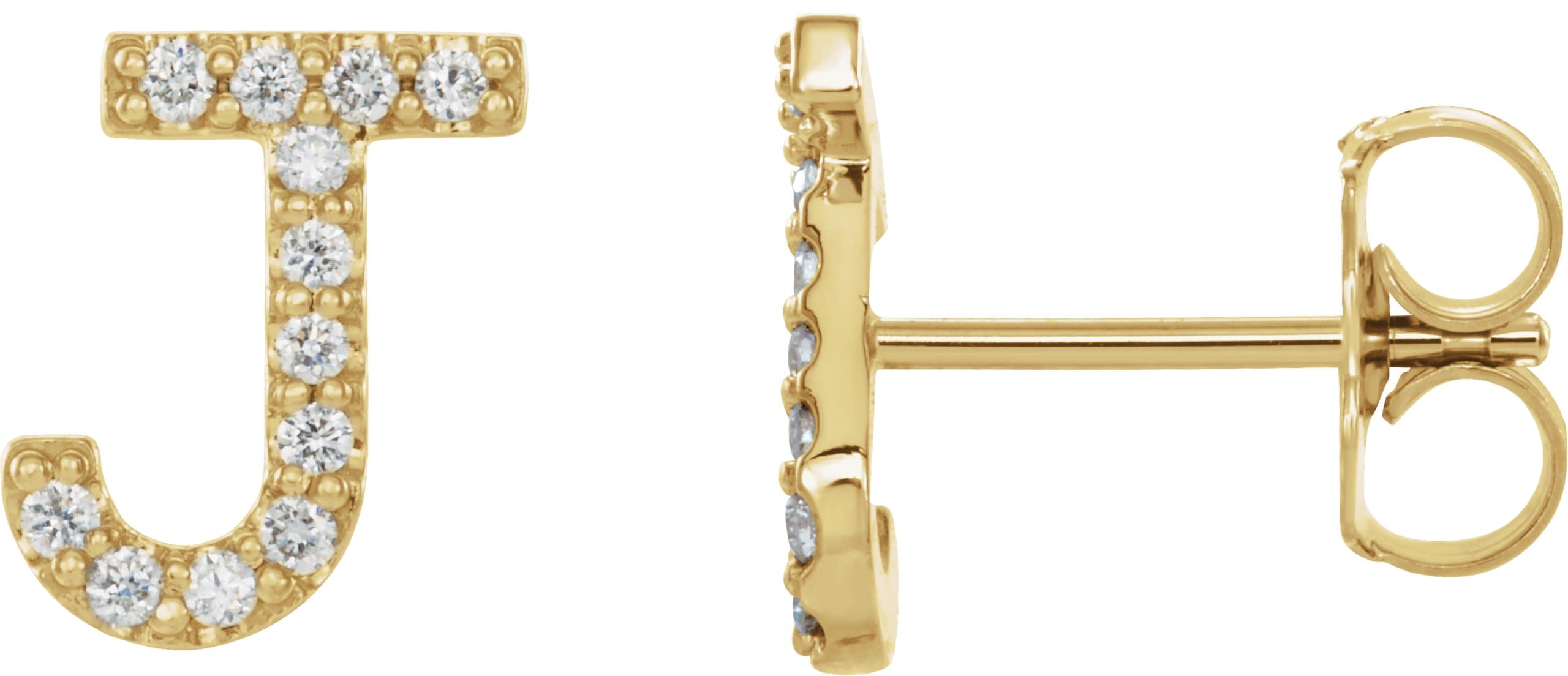 14K Rose .04 CTW Natural Diamond Initial L Earring
