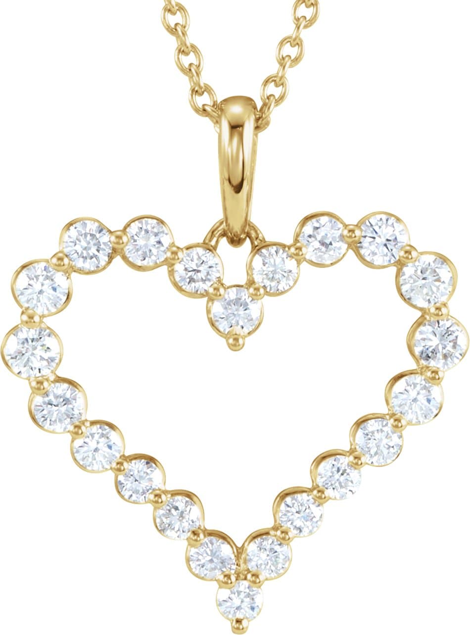 14K Rose 1 CTW Natural Diamond Heart 18 Necklace