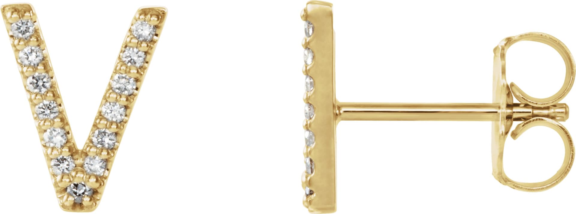 14K Rose .03 CTW Natural Diamond Initial V Earring