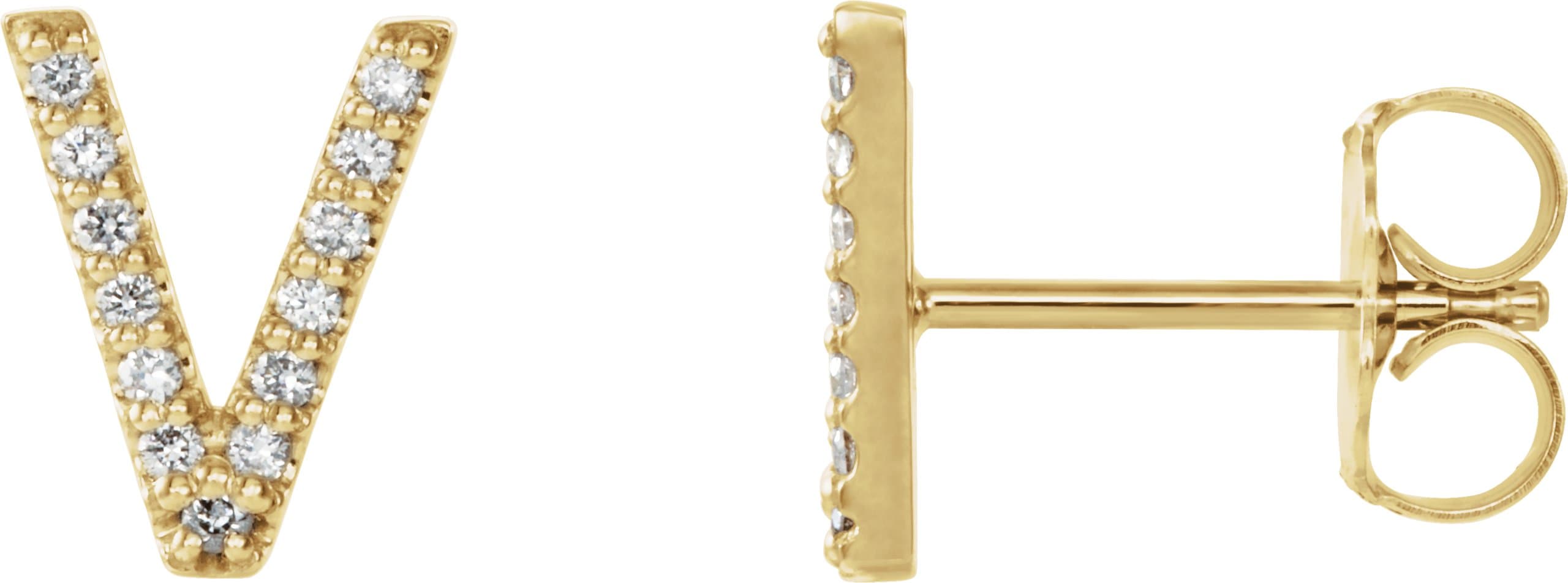 14K Rose .03 CTW Natural Diamond Initial V Earring
