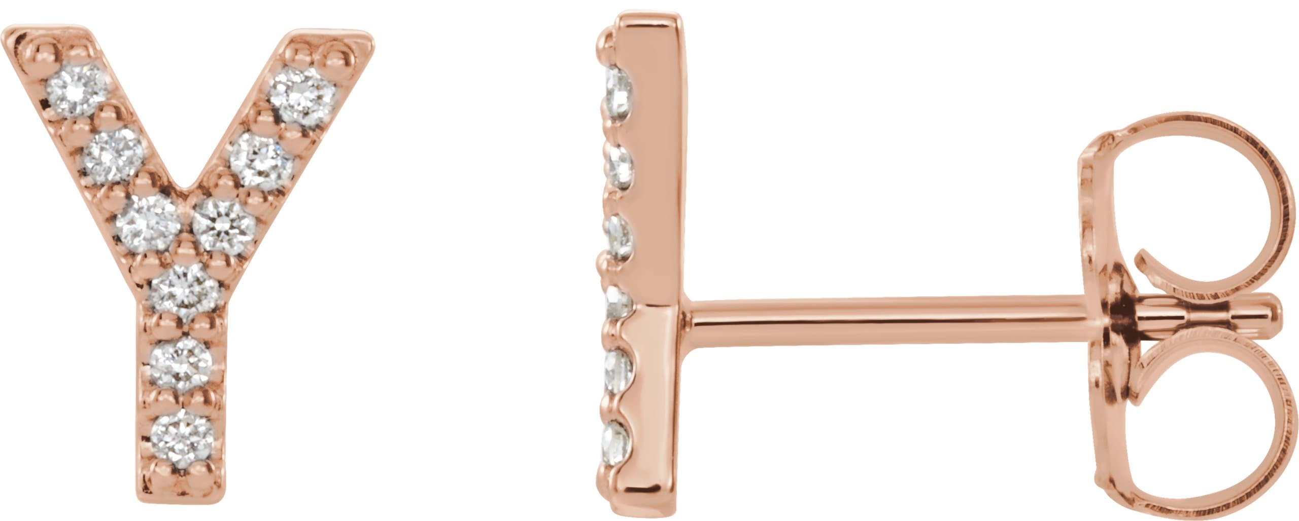 14K Rose .03 CTW Natural Diamond Initial V Earring