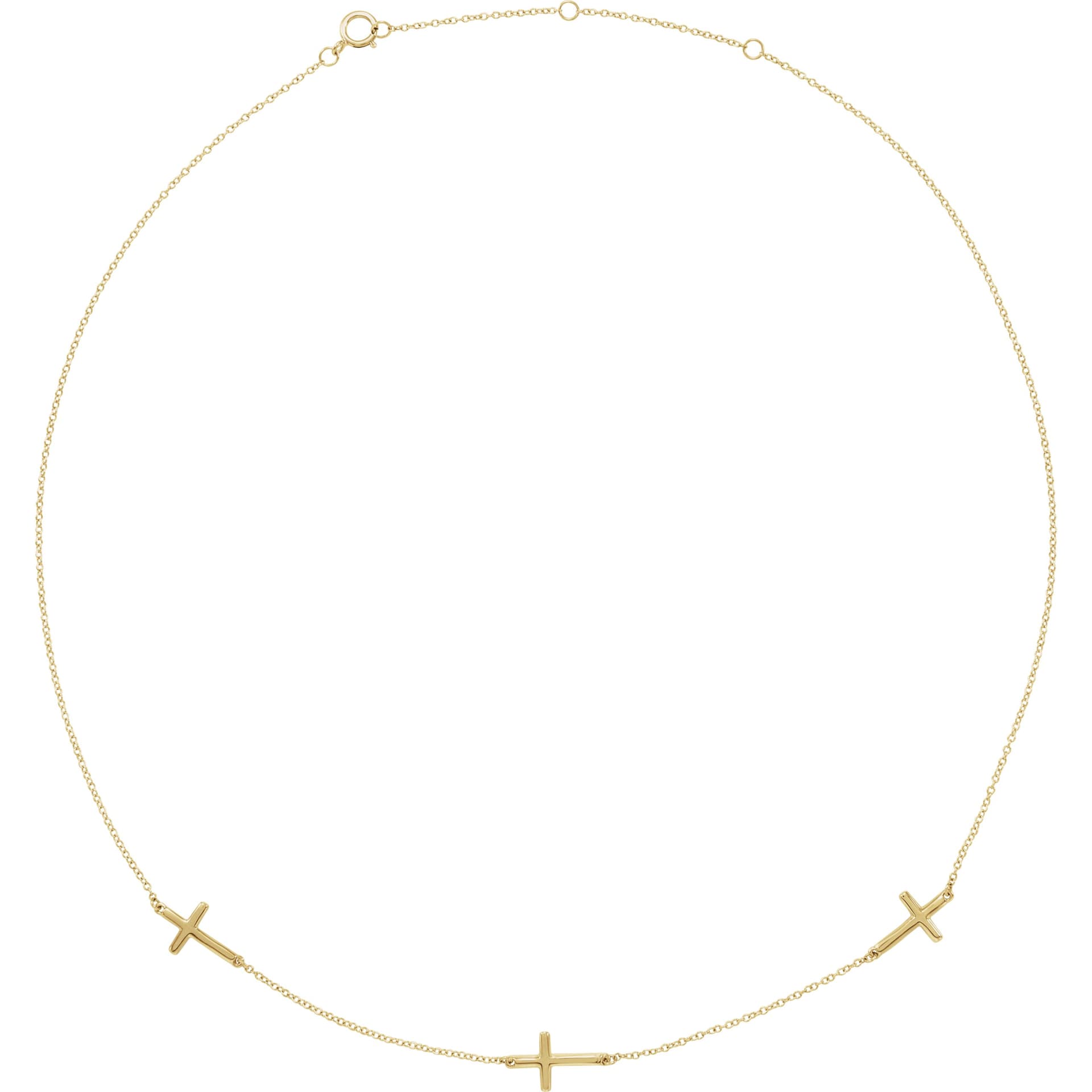 14K White 5-Station Cross Adjustable 16-18” Necklace