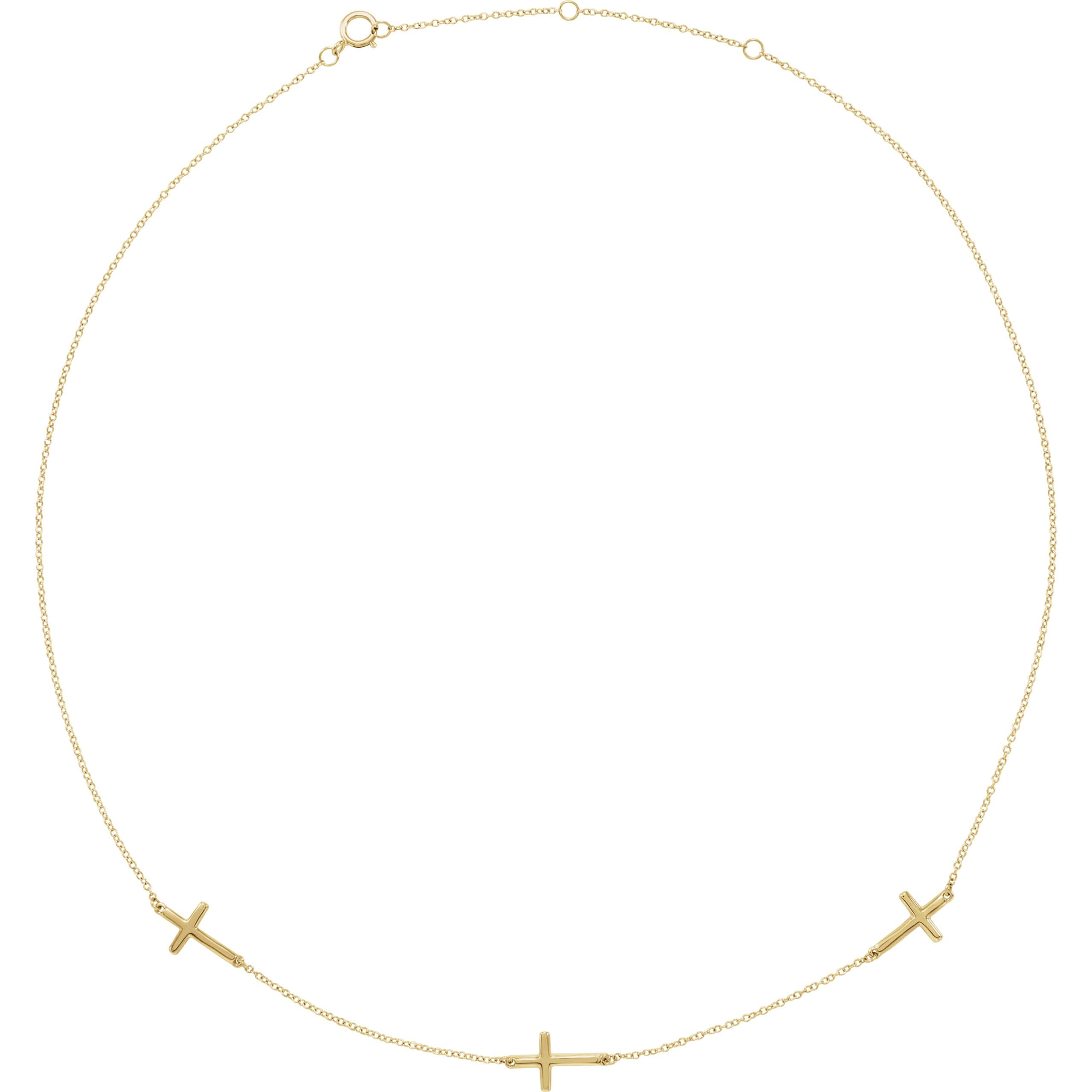 14K White 5-Station Cross Adjustable 16-18” Necklace