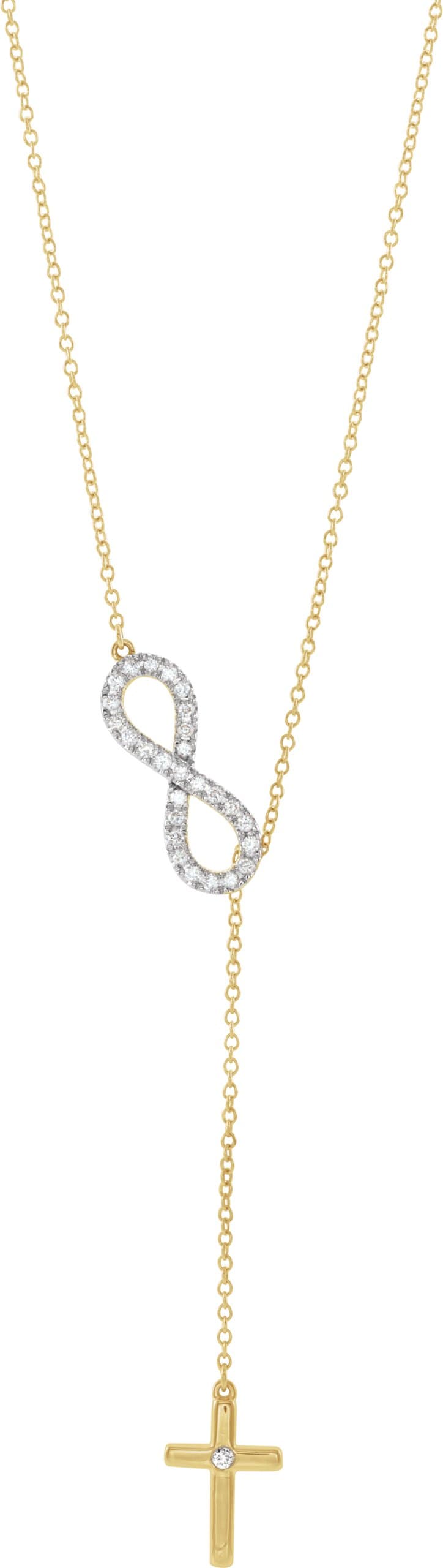 14K Rose 1/5 CTW Natural Diamond Infinity-Inspired Cross 18" Necklace
