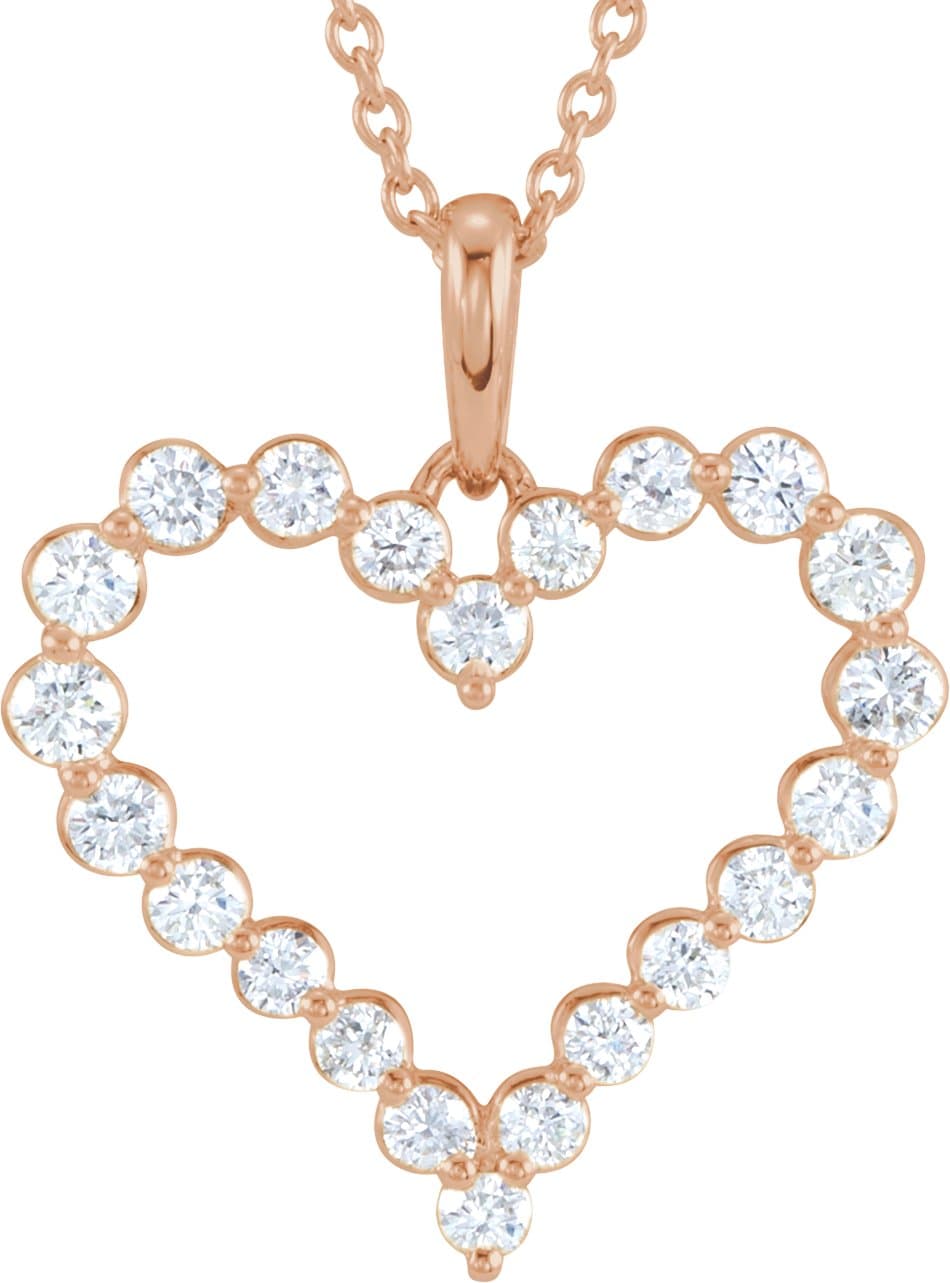 14K Rose 1 CTW Natural Diamond Heart 18 Necklace