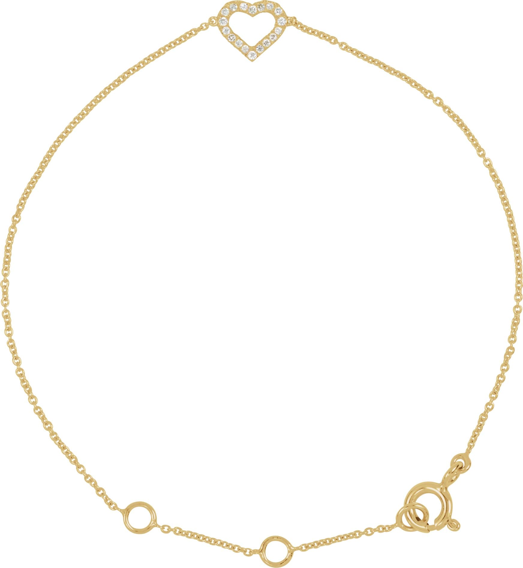 14K Rose .06 CTW Natural Diamond Heart 6-7" Bracelet