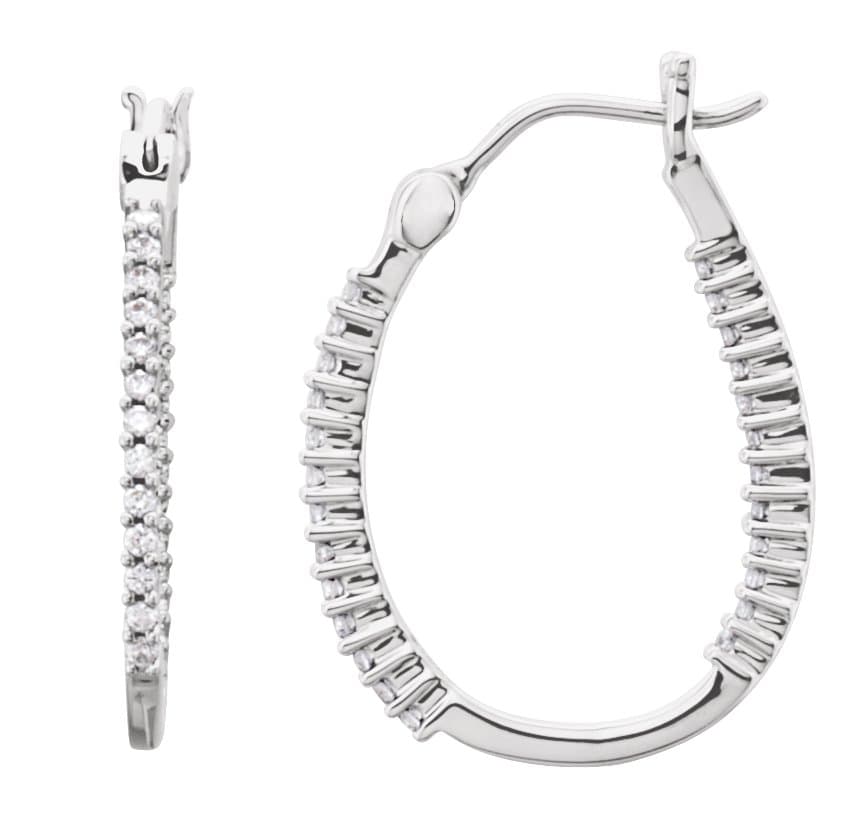 14K White 1 CTW Natural Diamond Inside-Outside Hoop Earrings