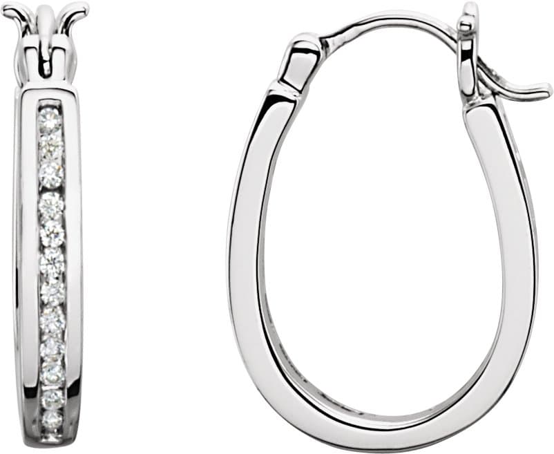 14K Rose 1/2 CTW Natural Diamond Inside-Outside Hinged 22.5 mm Hoop Earrings