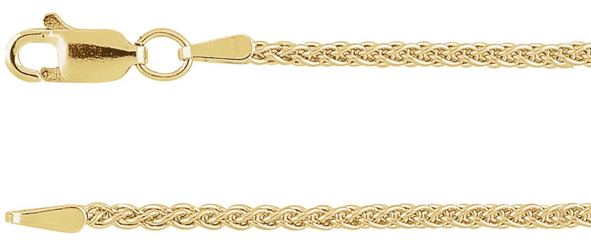 14K White 1.8 mm Wheat 16 Chain