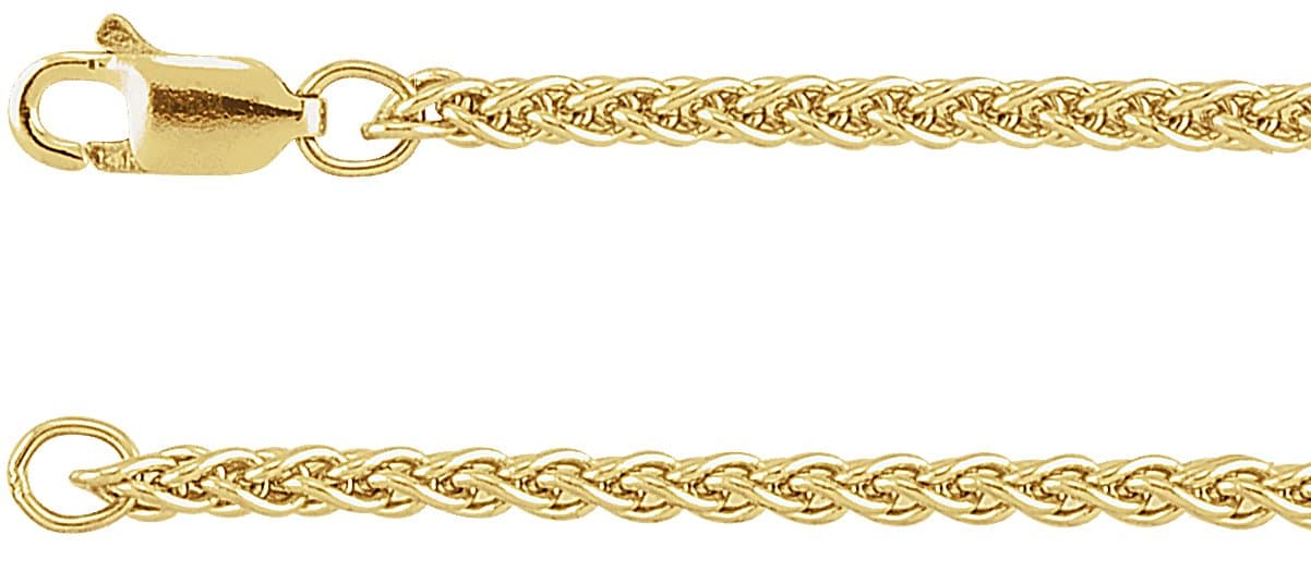 14K Yellow 2.4 mm Wheat 16 Chain