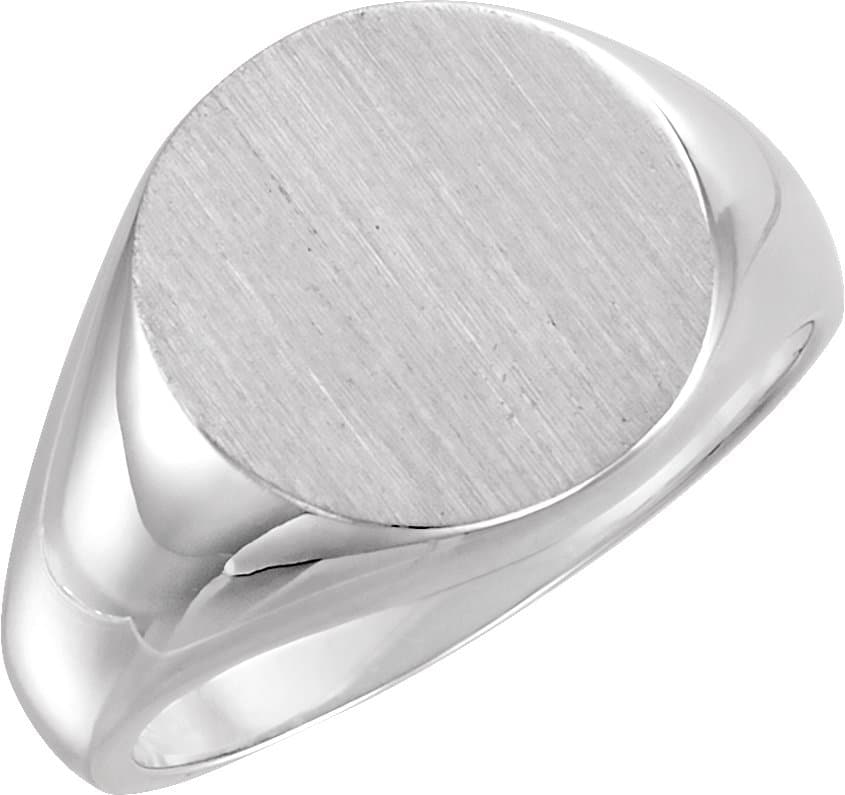10K White Round Signet Ring