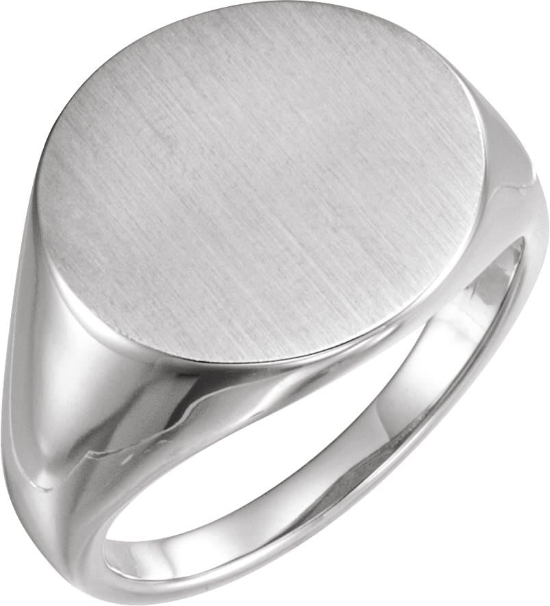 10K White Round Signet Ring