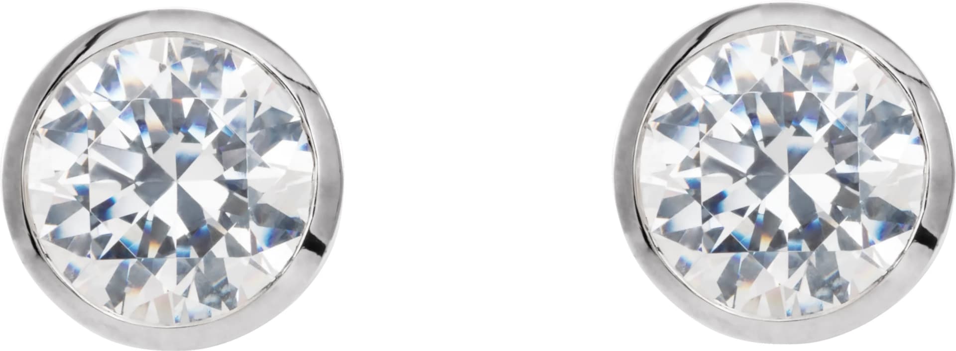 Round Bezel-Set Stud Earrings, view 3