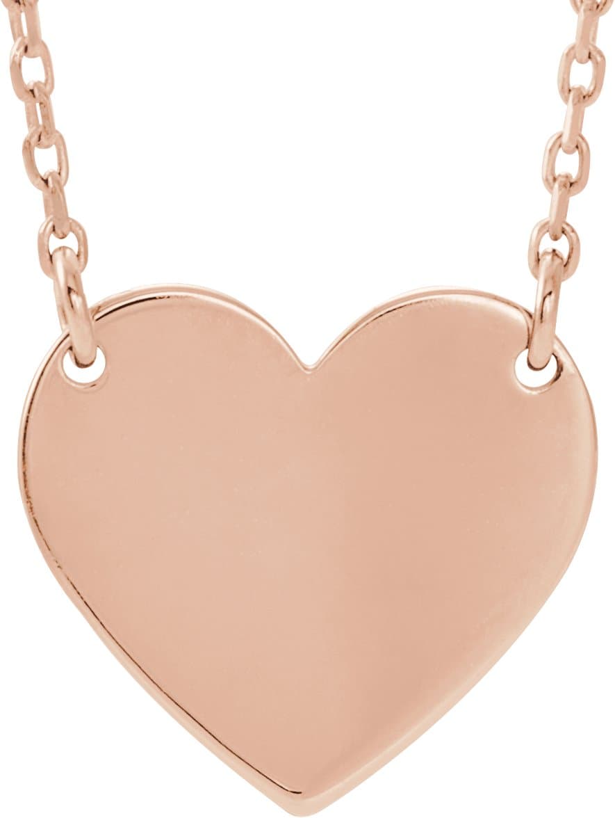 14K Rose Engravable Heart 16-18 Necklace