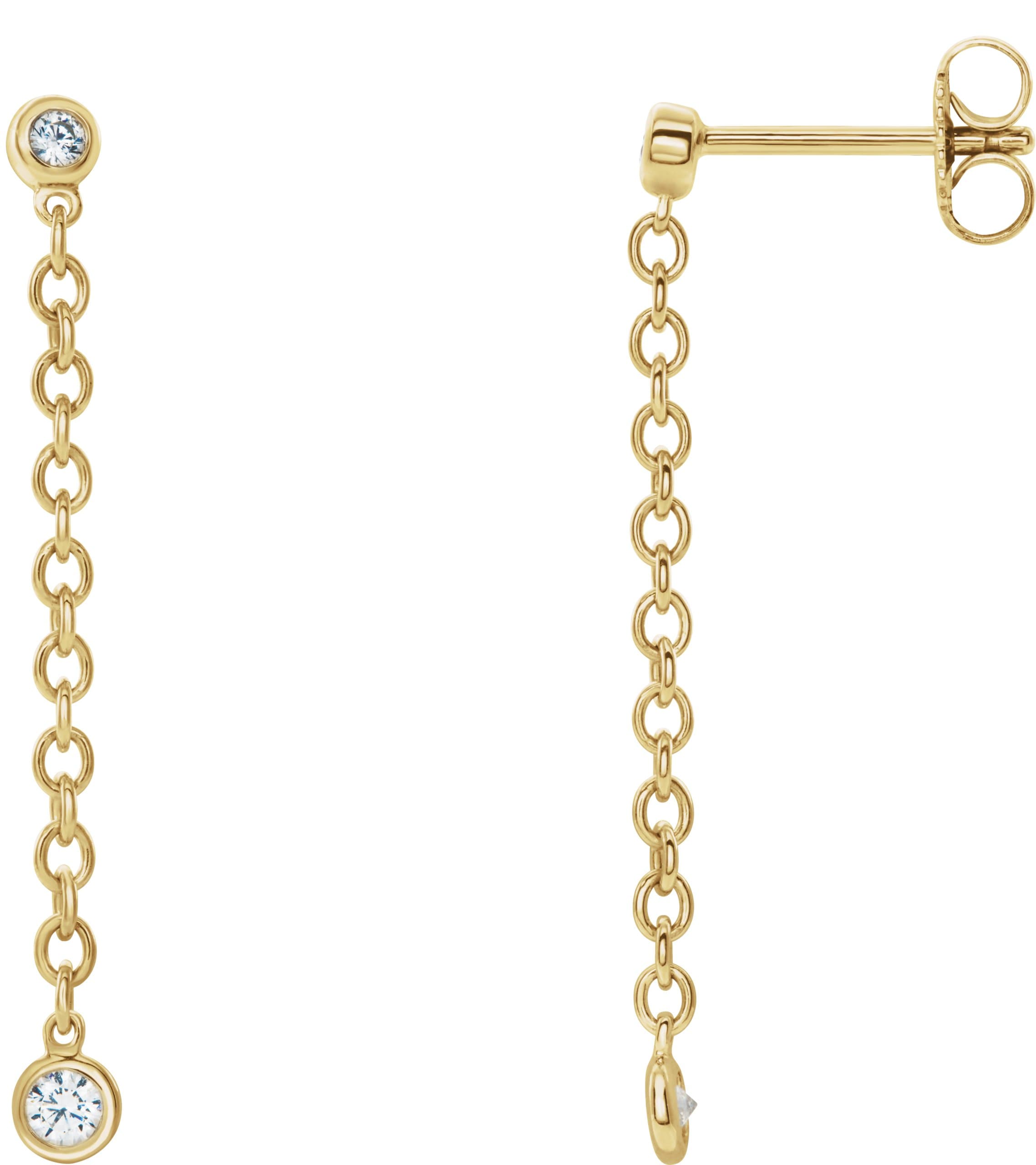 14K Yellow  1/5 CTW Natural Diamond Chain Dangle Earrings