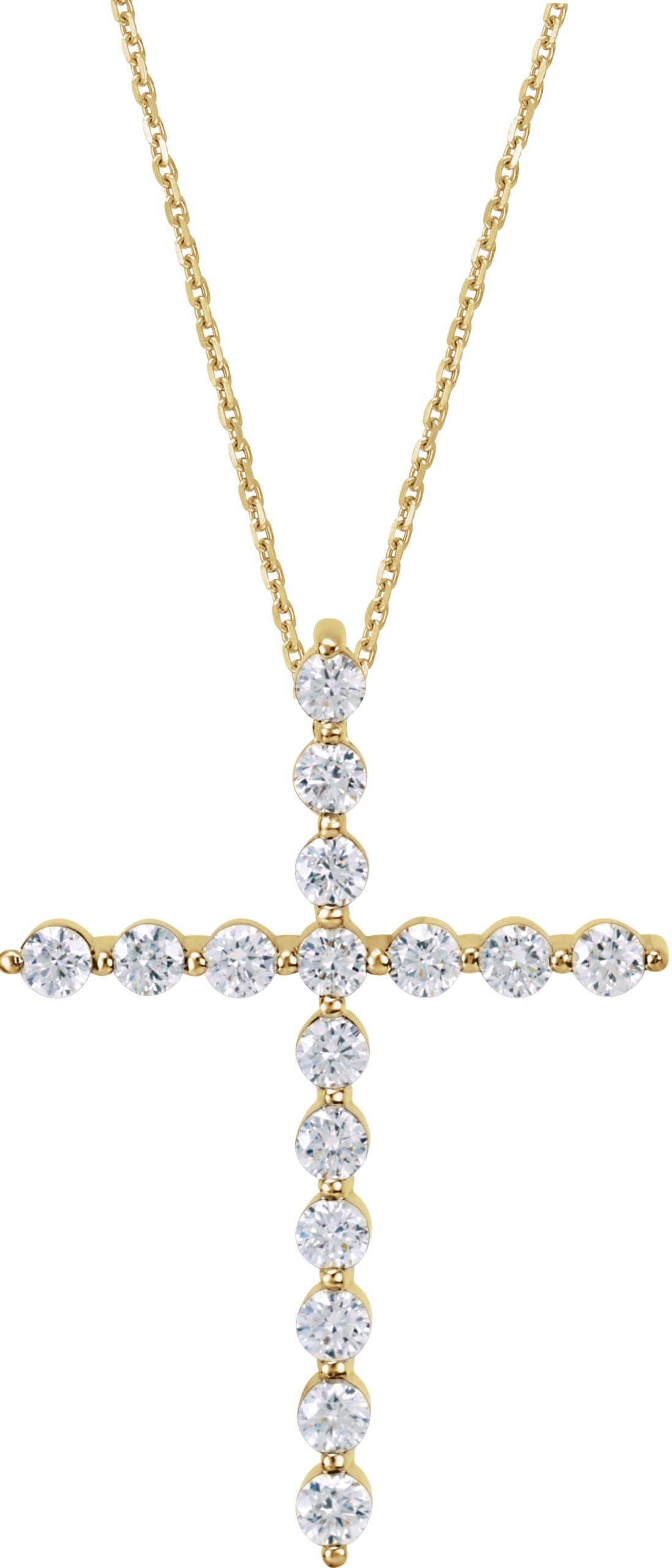 14K White 1 1/4 CTW Natural Diamond Cross 18 Necklace