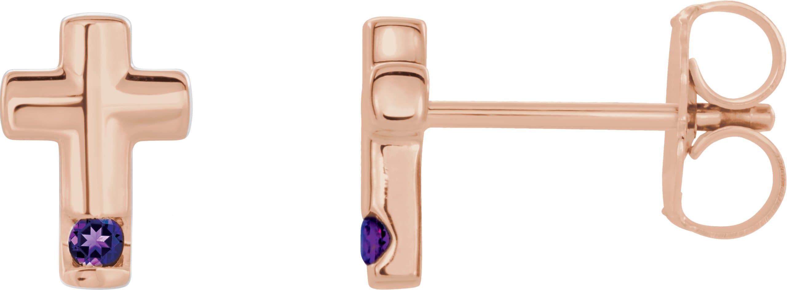 14K Rose .03 CTW Natural Diamond Cross Earrings